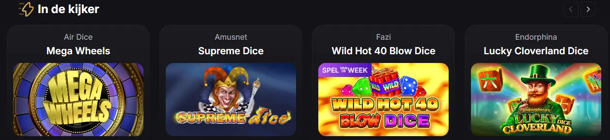 Bibliotheek met tafelspellen, slots en live casino