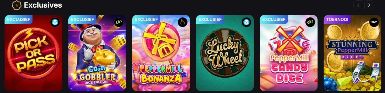 Algemene weergave van de casino spelencollectie