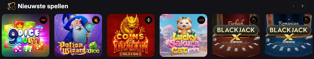 Bibliotheek met tafelspellen, slots en live casino